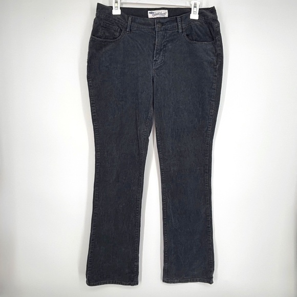 Old Navy Womens Size 8 Sweetheart Corduroy Pants Dark Gray Straight Leg Low Rise - Picture 1 of 7